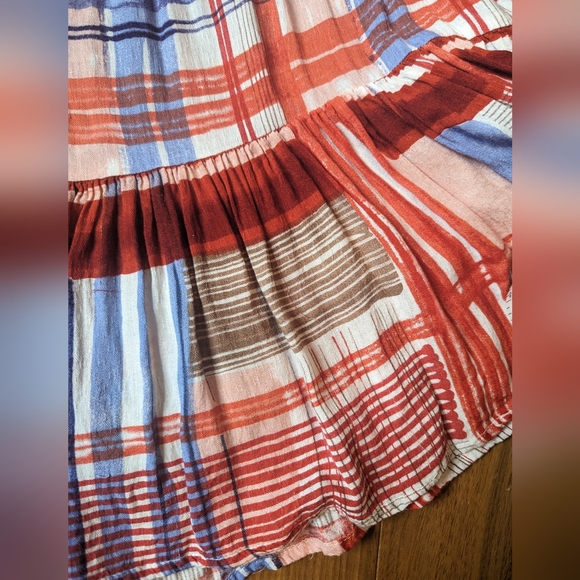 Anthropologie Maeve Lila Tiered Patchwork Ruffle Peplum Top Blouse Women Size L - Picture 7 of 12